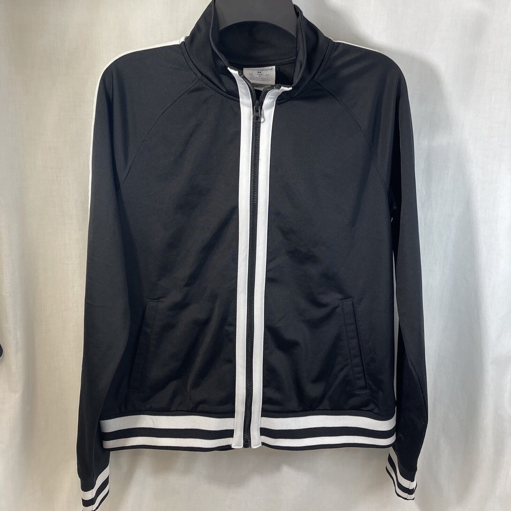 Champion Black and White Zip Up Track‎ Jacket Women's Medium